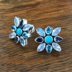 $52 Nicky Butler Estate Clip On Earrings  925 India  Sterling Silver